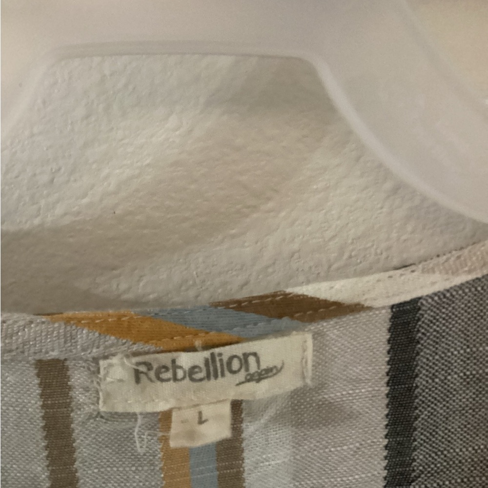 Rebellion Striped Linen Look Midi Dress - Picture 4 of 4